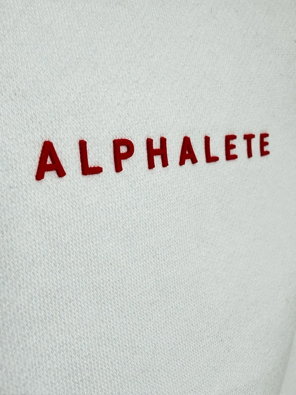 Alphalete PBNS White Cropped Sweatshirt Red Lettering Sz M Athletic Gym EUC